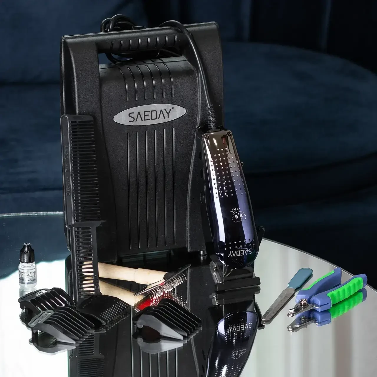 Машинка для стрижки тварин 10 Вт тример для стрижки собак та котів Saeday набір для грумінгу