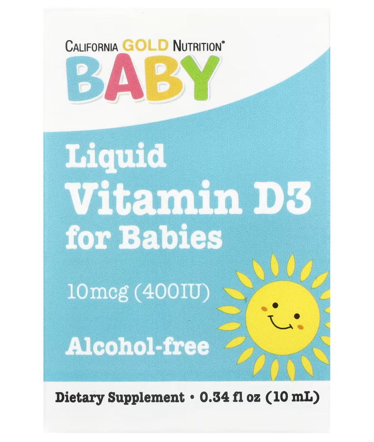 Вітамін D3 краплі для дітей 400 МЕ (Baby Vitamin D3 California Gold Nutrition) 10 мл термін: 10/27