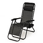 Крісло шезлонг 178 см лежак для відпочинку з підсклянником пляжний садовий  Zero Gravity чорний, фото 5