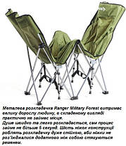 Розкладачка стальна до 120кг похідне ліжко туристичне з чохлом Ranger Military Forest RA 5517, фото 4