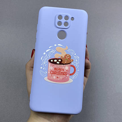 Чохол для Xiaomi Redmi Note 9 новорічний чохол на телефон сяомі редмі нот 9 бузковий FNC, фото 1