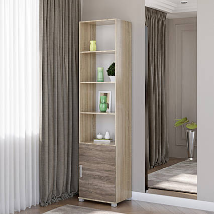 Шафа-пенал відкритий Бриз-14 сонома + трюфель 50х38х210 см Еверест