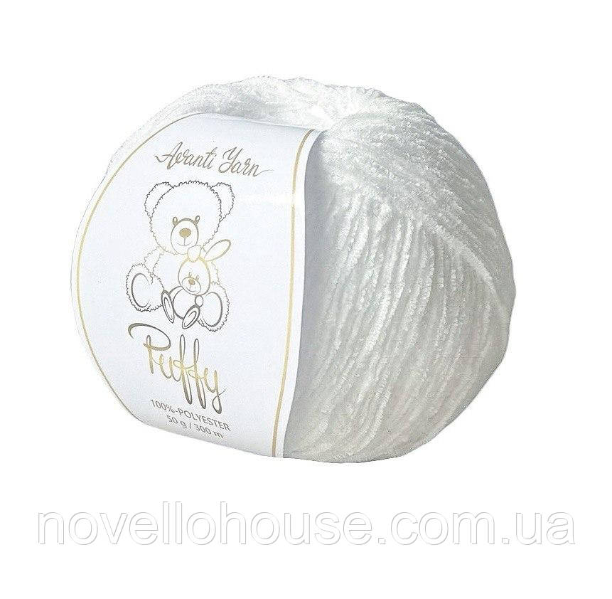Avanti Yarn PUFFY (Аванті Ярн Пуффі) № 864 білий (Пряжа велюр, нитки для в'язання)