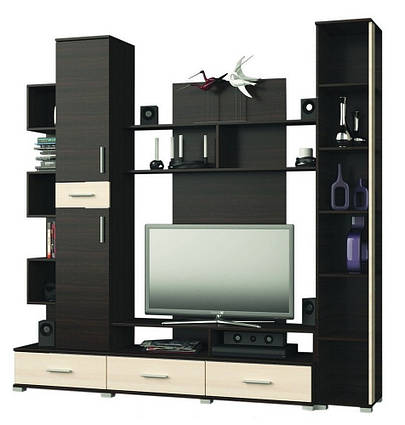 Стінка для вітальні Еверест Бриз + Пенал 18 венге + дуб молочний (DTM-2247)