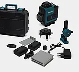 Акумуляторний лазерний нівелір Makita 3D-4D рівень (3.7V, 5AH). АКБ рівень зі штативом Макіта, фото 4