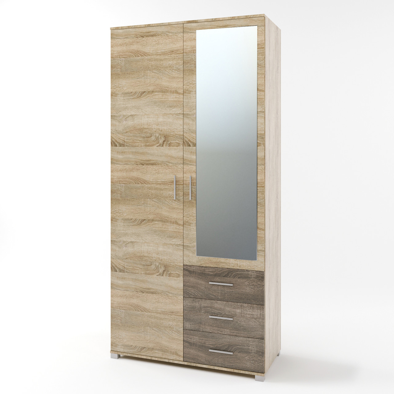 Шафа пряма з дзеркалом та ящиками Еверест Бриз ШП-4 сонома + трюфель (DTM-2480), фото 1