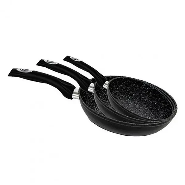 Набір сковорідок 3шт Royalty Line RL-FM3M-BLACK (20 см, 24 см, 28 см, мармурове антипригарне покриття), фото 1
