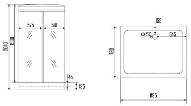 Душовий бокс KO&PO 715 G правий 120x80х215 см на низькому піддоні тоноване скло розсувні двері, фото 4