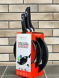 Набір сковорідок 3шт Royalty Line RL-FM3M-BLACK (20 см, 24 см, 28 см, мармурове антипригарне покриття), фото 3