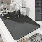Суперпоглинальний килимок нековзний для сушіння посуду суперабсорбувальний 29*39 см чорний, фото 4