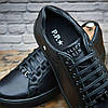 Чоловічі шкіряні кеди (натуральна шкіра) демісезонні чорні, чоловіче взуття весна осінь, розміри 40-48, фото 6