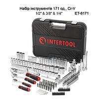 Набір інструментів 1/2"-3/8"-1/4", головки 4-32 мм, біти, 171 од., Cr-V STORM INTERTOOL ET-8171