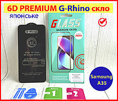 Захисне скло 6D Premium для Samsung Galaxy A35 (SM-A356), скло З ОЛЕОФОБНИМ ПОКРИТТЯМ G-Rhino на самсунг А35