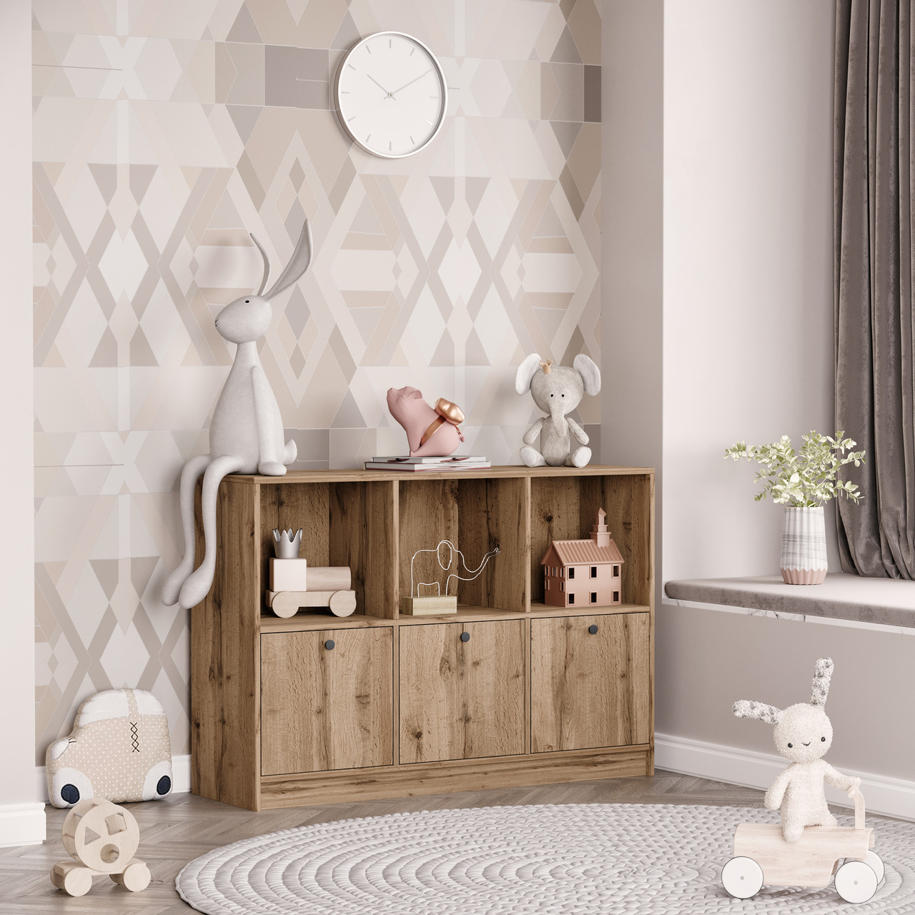 Стелаж дитячий з шухлядами 868х1204х352 мм Дуб Тахо, фото 1