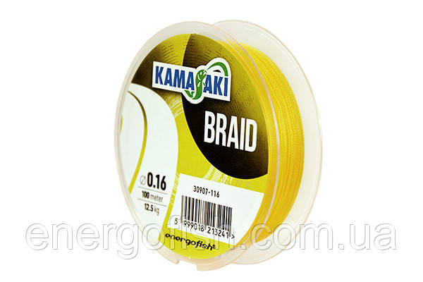 Шнур Kamasaki Braid Yellow 100 м YELLOW 0.14 мм 11,2 кг