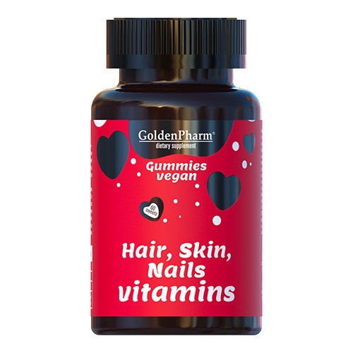 Вітаміни та мінерали Golden Pharm Hair Skin Nails Vitamins, 60 желейок EXP