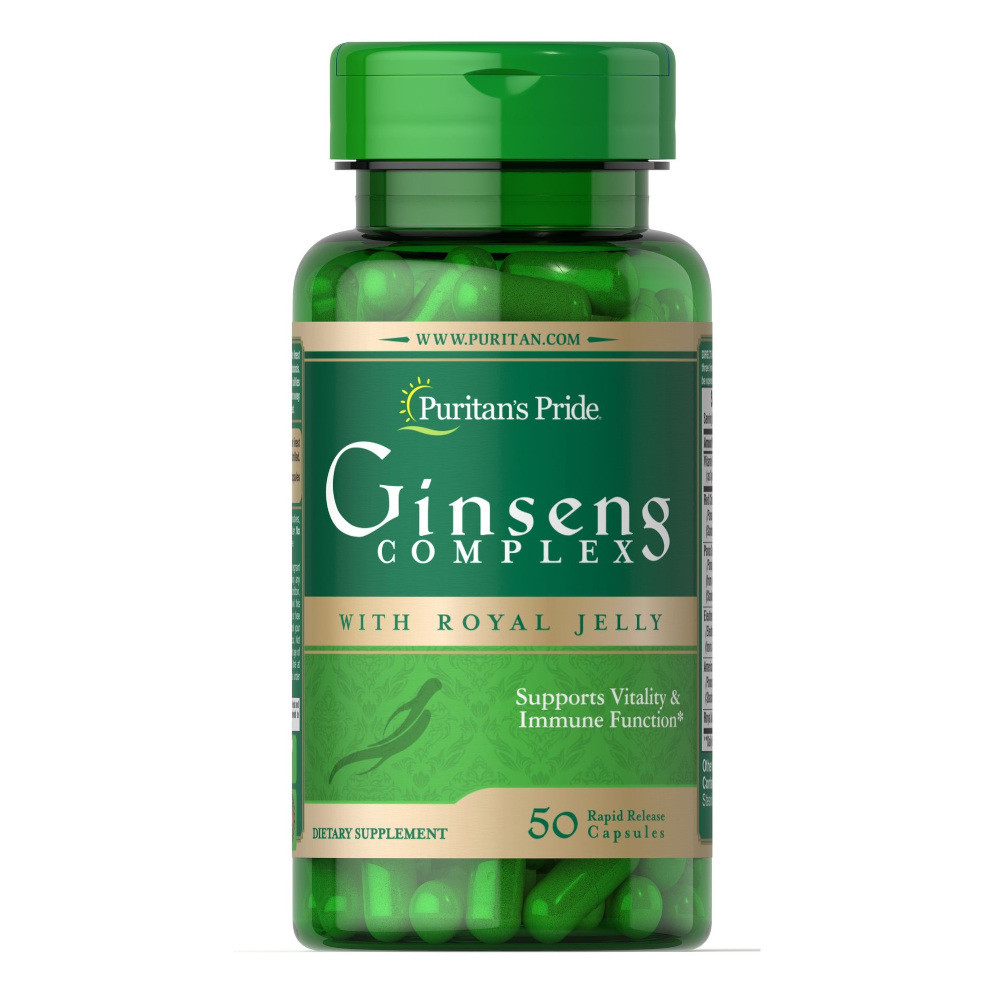 Натуральна добавка Puritan's Pride Ginseng Complex with Royal Jelly, 50 капсул EXP