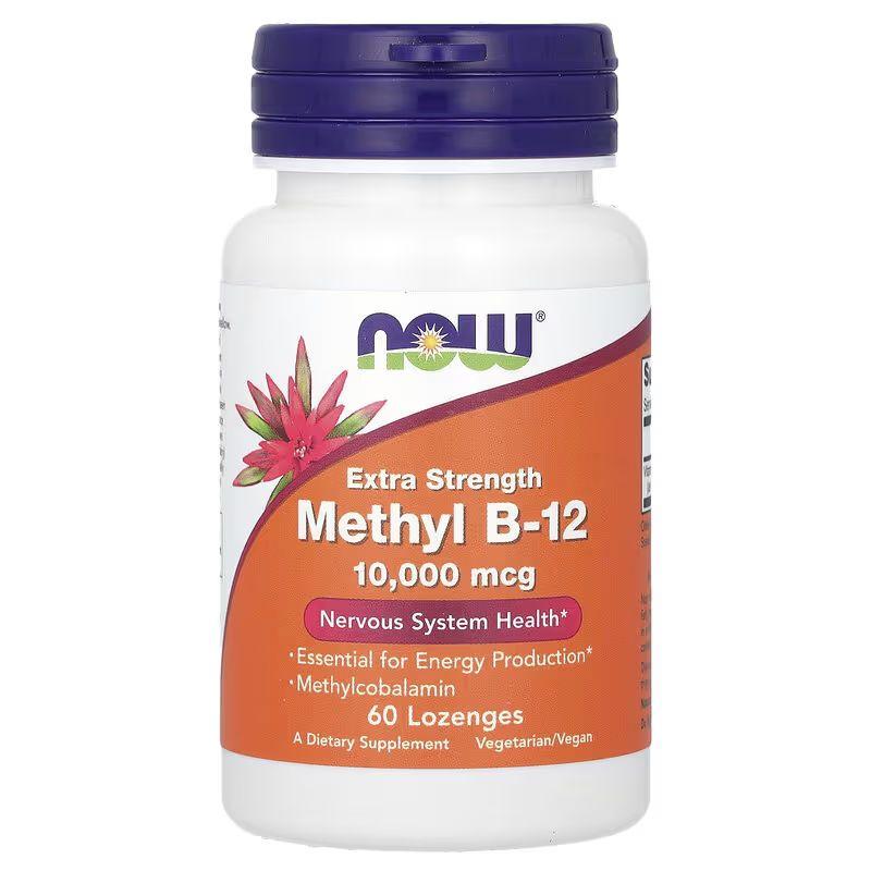 Вітаміни та мінерали NOW Methyl B12 10000 mcg, 60 льодяників EXP