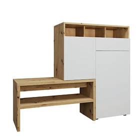 Комод 2Д1Ш+табуретка Селін дуб артісан/білий Сокме