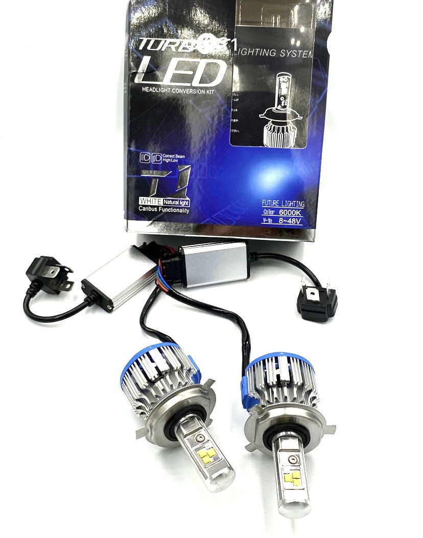 Комплект LED ламп TurboLed T1 H4 6000K 50W 12 24v CanBus з активним охолодженням (T1H4) kL., фото 1
