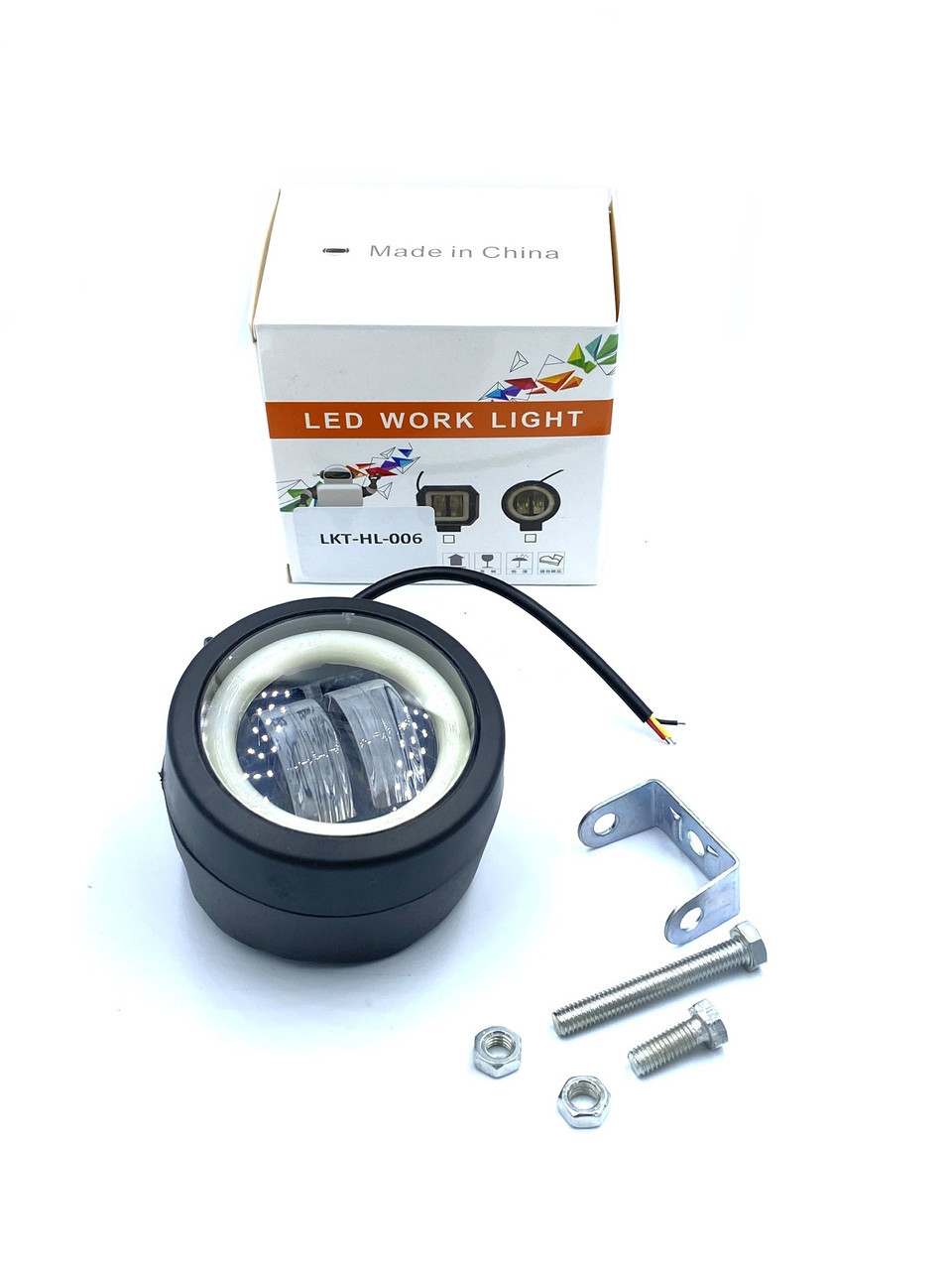 Фара світлодіодна 2 led додаткова з кріпленням кругла з підсвічуванням (LKT-HL-006) kL., фото 1