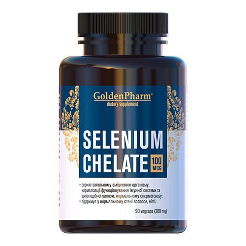 Вітаміни та мінерали Golden Pharm Selenium Chelate, 90 вегакапсул EXP