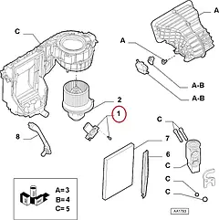 Резистор пічки (опалювача на 5 контактів) на Fiat Doblo (2010-...), 55702407, 77364061