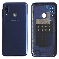 Задня кришка Samsung Galaxy A20e 2019 A202F (синій оригінал Китай зі склом камери)