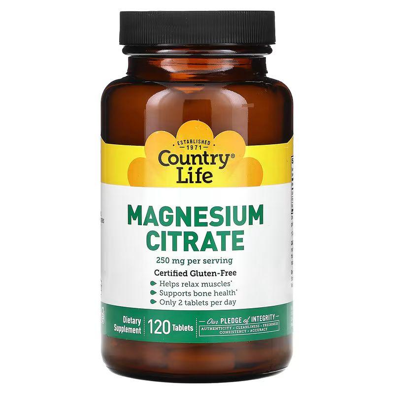 Вітаміни та мінерали Country Life Magnesium Citrate, 120 таблеток EXP