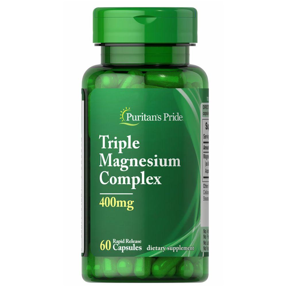 Вітаміни та мінерали Puritan's Pride Triple Magnesium Complex 400 mg, 60 капсул EXP