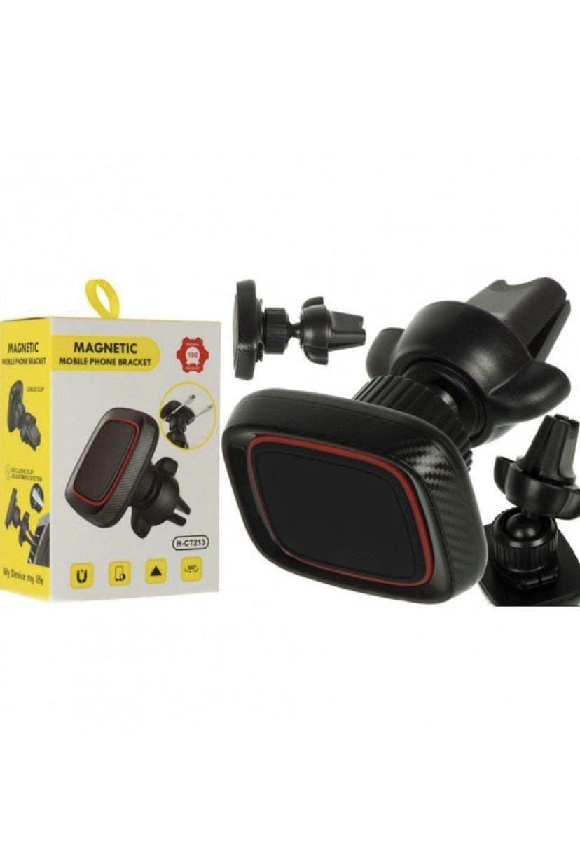 Автотримач для телефону магнітний Magnetic чорно червоний h ct213 (H-CT213) kL., фото 1