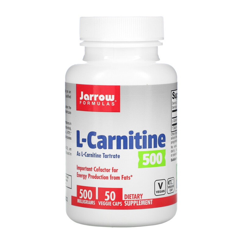 Жироспалювач Jarrow Formulas L-Carnitine 500 mg, 50 вегакапсул EXP