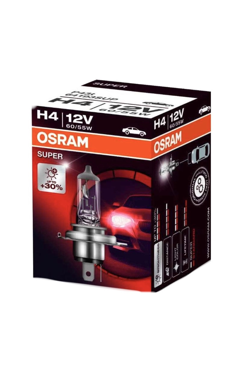 Галогенні лампи Osram Super H4 55W 12V (64193SUP-FS) kL., фото 1