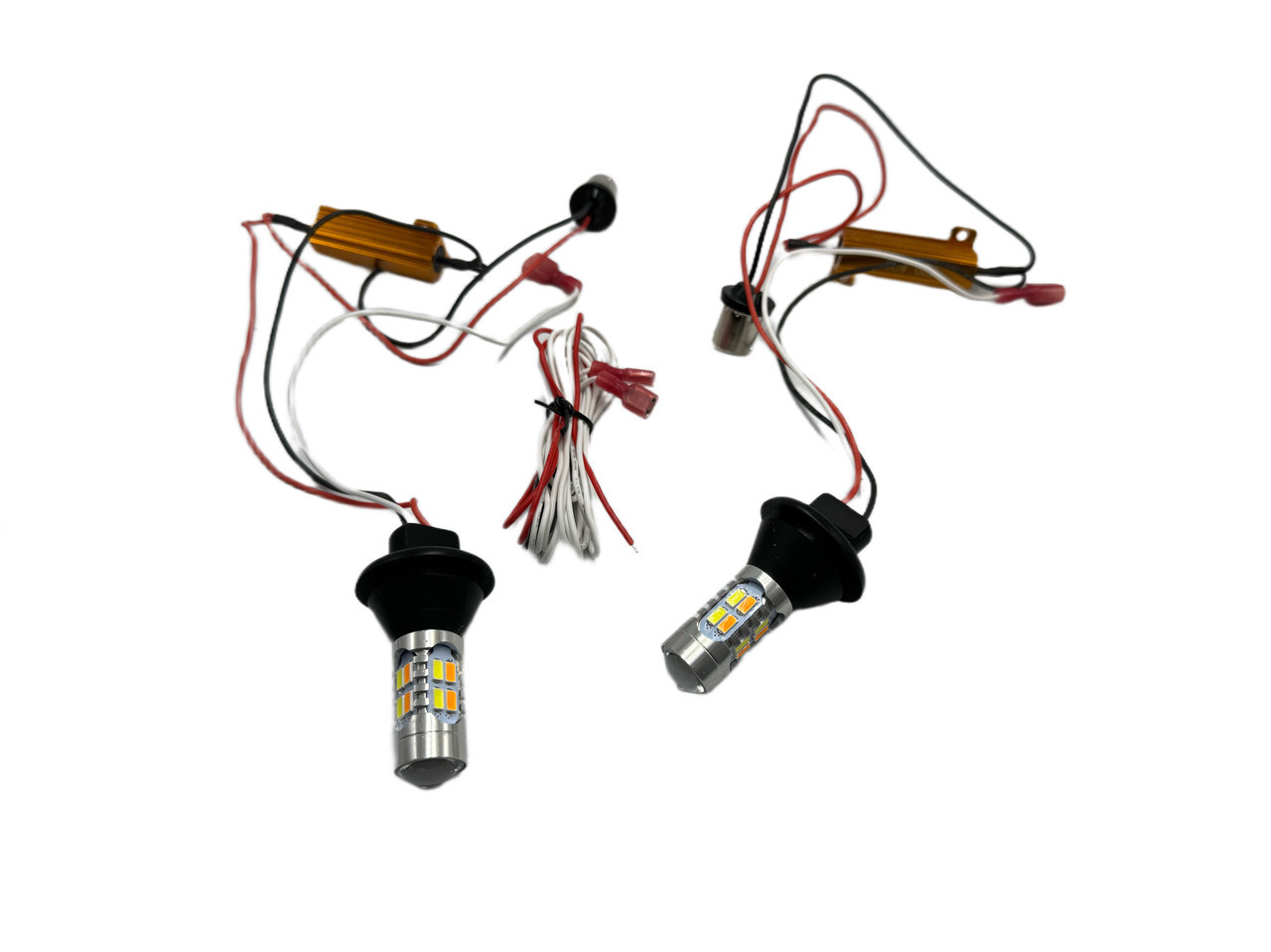 Денні ходові вогні + поворот 2в1 Canbus немає помилок 1156 150° BAU15S PY21W 12V LED ДХО + поворот (DRL 68SMD) kL., фото 1