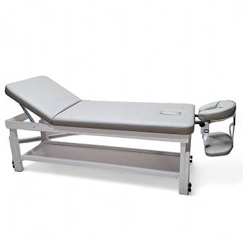 Стаціонарний масажний стіл KP-10 White plus оббивка Grey
