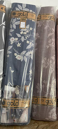 Тканини компаньйони 220 см синя та коричнева Бязь Gold Lux для постільної білизни квітковий принт (A+B) рулони (50 м+50 м), фото 2