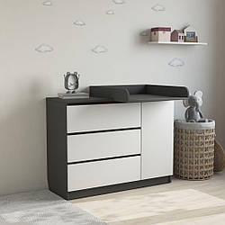 Комод пеленальний Ф3+1Д 120см Антрацит+білий