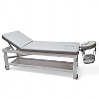 Масажний стаціонарний стіл KP-10 plus White оббивка Grey