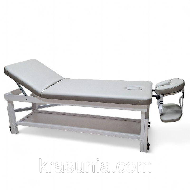 Масажний стаціонарний стіл KP-10 plus White оббивка Grey, фото 1