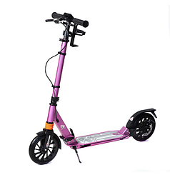 Двоколісний самокат Urban Scooter складаний з ручним дисковим гальмом, 8+. Рожевий