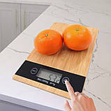 Сенсорні кухонні ваги MX-406 з дисплеєм до 5 кг настільні бамбукові з плоскою платформою для кухні, фото 3