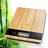 Сенсорні кухонні ваги MX-406 з дисплеєм до 5 кг настільні бамбукові з плоскою платформою для кухні, фото 2