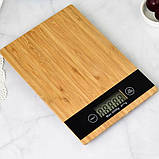 Сенсорні кухонні ваги MX-406 з дисплеєм до 5 кг настільні бамбукові з плоскою платформою для кухні, фото 4