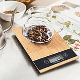 Сенсорні кухонні ваги MX-406 з дисплеєм до 5 кг настільні бамбукові з плоскою платформою для кухні, фото 5