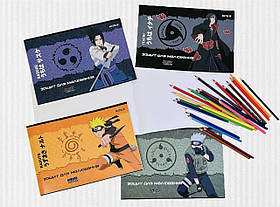 Альбом для малювання На скобі А4 Naruto 12 аркушів 100 г NR23-241 Kite