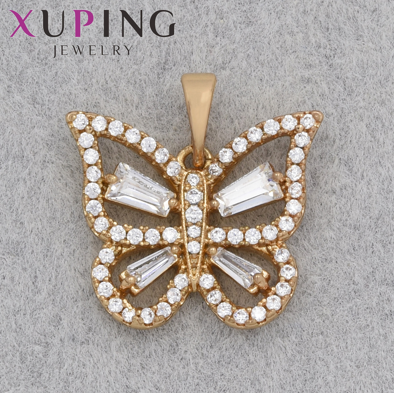 Кулон женский Xuping Jewelry медицинское золото бабочка с хрустальными стразами размер изделия 15х20 мм