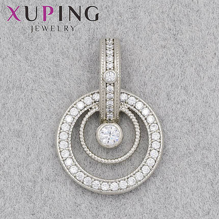 Кулон женский Xuping Jewelry медицинское золото круглый с белыми хрустальными стразами размер изделия 23х15 мм, фото 1
