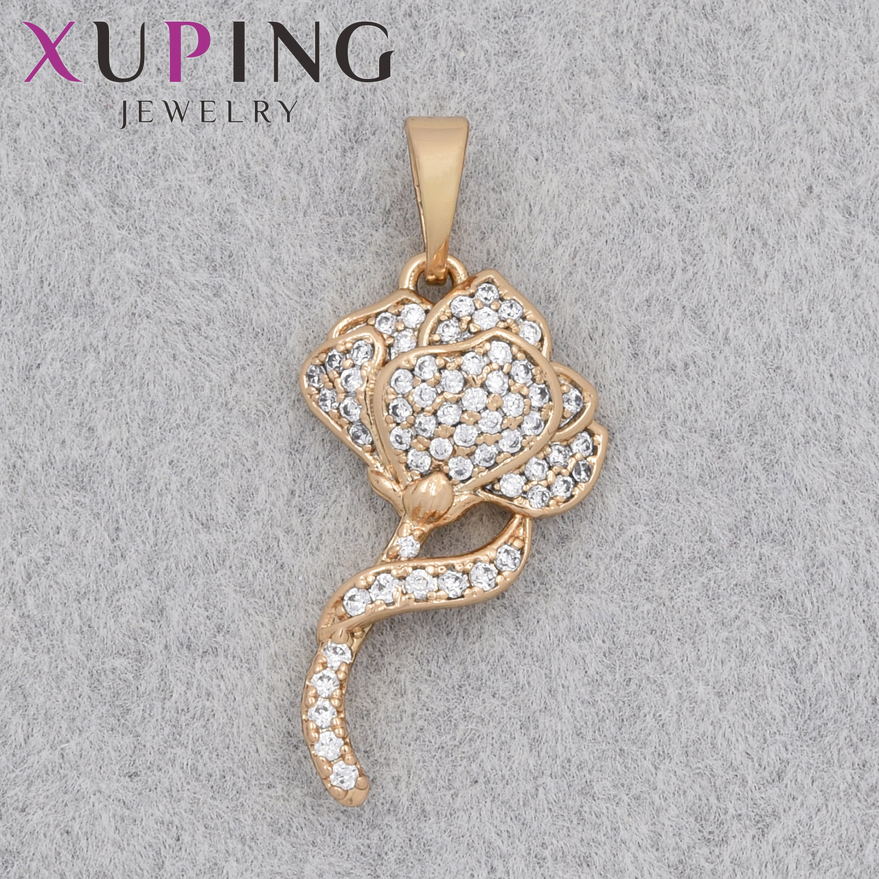 Кулон женский Xuping Jewelry медицинское золото цветочек с белыми камушками размер изделия 23х13 мм