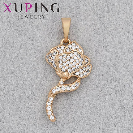 Кулон женский Xuping Jewelry медицинское золото цветочек с белыми камушками размер изделия 23х13 мм, фото 1