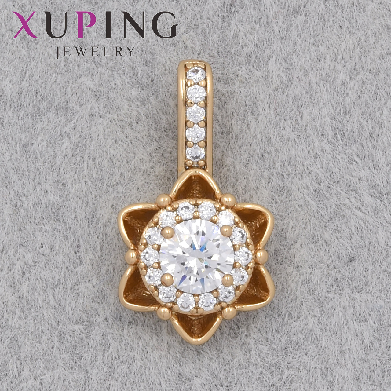 Кулон жіночий Xuping Jewelry медичне золото квіточок із переливним кристалом розмір виробу 20х10 мм